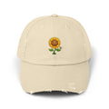 Sunflower Distressed Cap — Embroidered Cute Sunflower Baseball Hat